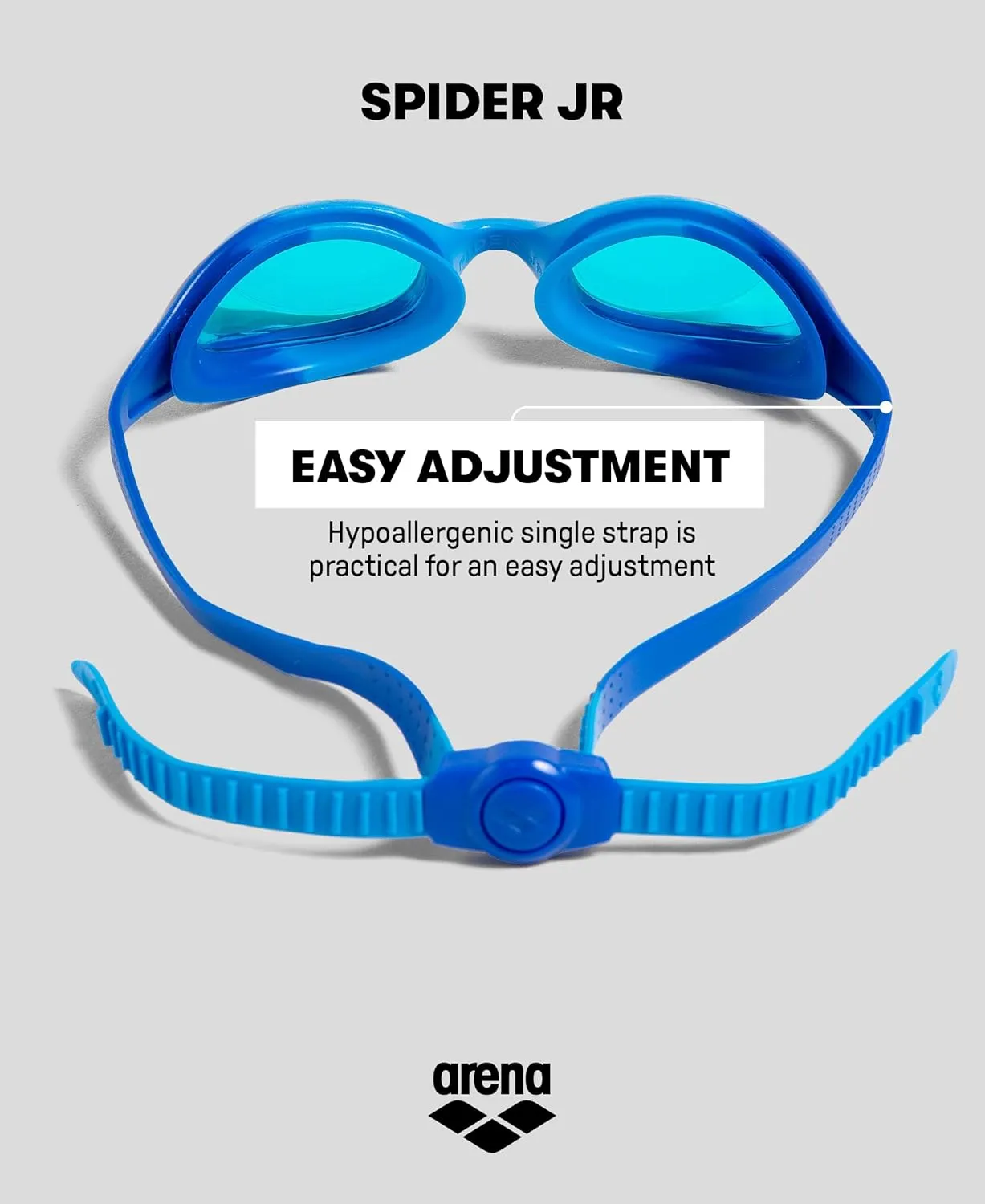ARENA Unisex Youth Spider Junior Swim Goggles Girls and Boys Ages 6 to 12 Fogless Lenses Easy to Adjust Strap No Leak