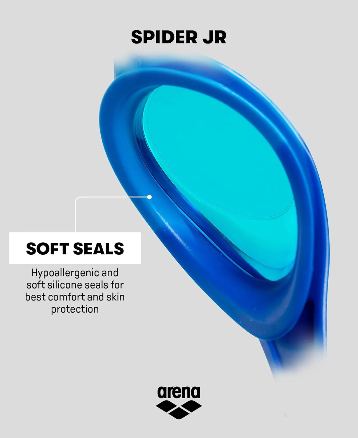 ARENA Unisex Youth Spider Junior Swim Goggles Girls and Boys Ages 6 to 12 Fogless Lenses Easy to Adjust Strap No Leak