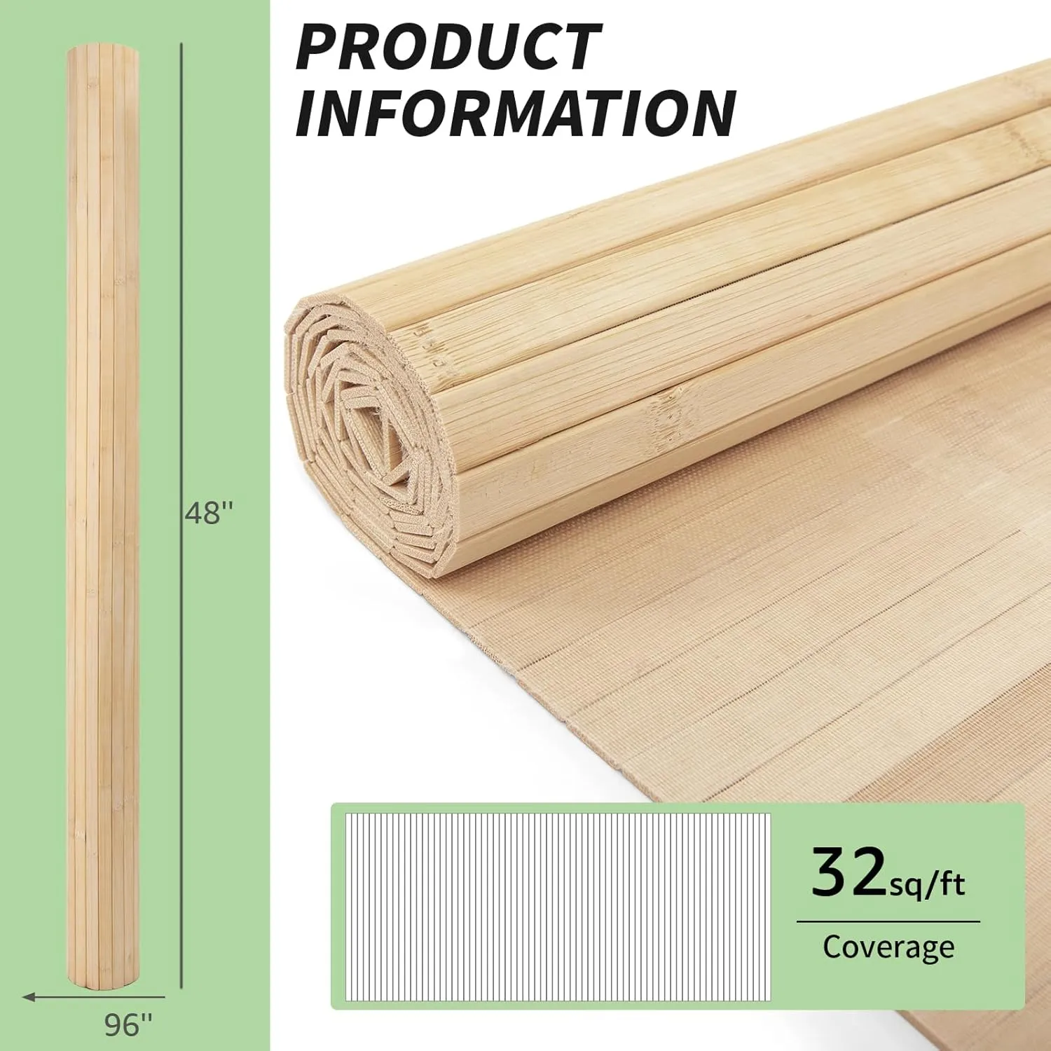 Art3d 48 x 96 Inch Natural Bamboo Wall Panel for Interior Wall Decor, Flexible Pole Wrap Wainscoting Wall Cladding Paneling for Living Room, Bedroom, Office, Kitchen Island, Light-carbonized