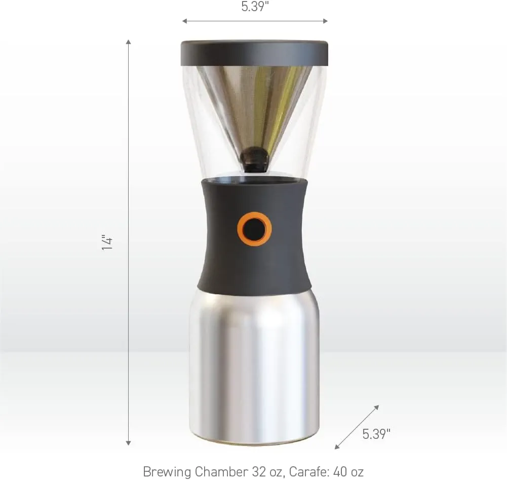 asobu Coldbrew Portable Cold Brew Coffee Maker With a Vacuum Insulated 34oz Stainless Steel 18/8 Carafe Bpa Free (Silver)