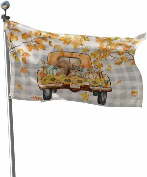 Autumn Flag 2x3 FT Double Sided Yard House Flag Polyester Garden Flag Seasonal Hello Fall Tuck Punpkin Sunflowers Leaf Check Blue Banner Flag with Brass Grommets for Outdoor Indoor Home Decor