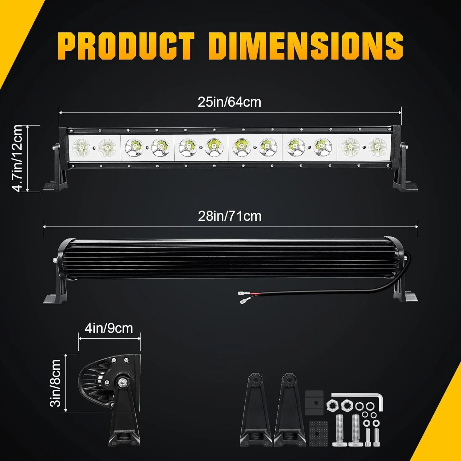 AUXTINGS 24 Inch 60W Single Row LED Light Bar with Wiring Kit Switch, 6000LM Flood Spot Beam Off-Road Led Driving Headlights for 12V 24V Vehicle Pickup SUV ATV UTV Truck 4X4 Tractor Boat, Waterproof
