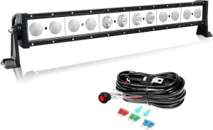 AUXTINGS 24 Inch 60W Single Row LED Light Bar with Wiring Kit Switch, 6000LM Flood Spot Beam Off-Road Led Driving Headlights for 12V 24V Vehicle Pickup SUV ATV UTV Truck 4X4 Tractor Boat, Waterproof