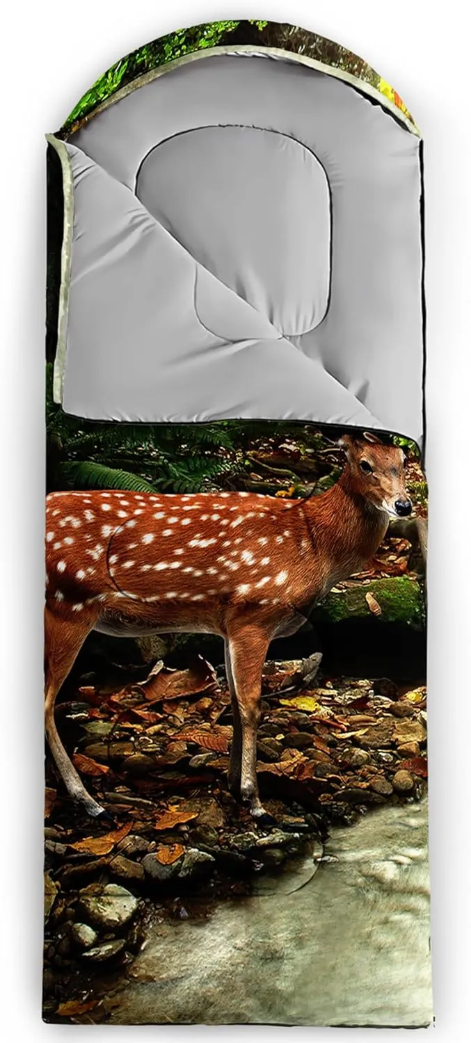 Axolotl Western Yak Sleeping Bag,3 Season Warm And Cool Weather Star Flag Sleeping Bags For Kids Girls Teens,Vertical Line Waterproof Lightweight Sleeping Bags For Traveling,Outdoors Camping Equipment