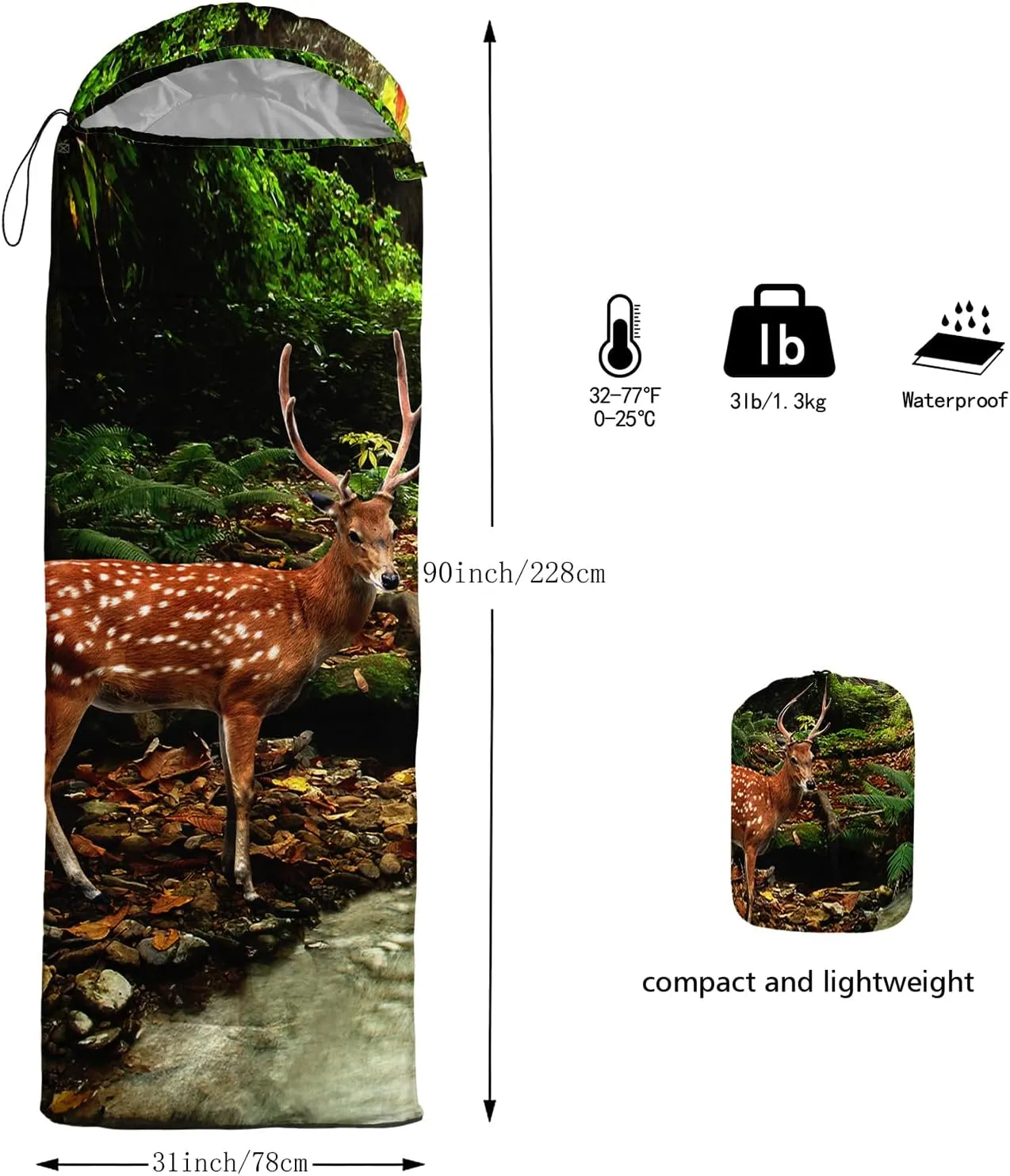 Axolotl Western Yak Sleeping Bag,3 Season Warm And Cool Weather Star Flag Sleeping Bags For Kids Girls Teens,Vertical Line Waterproof Lightweight Sleeping Bags For Traveling,Outdoors Camping Equipment