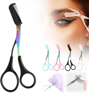 B-Black Non-Slip Eyebrow Razor and Scissors - Precision Trimming Tool for Men and Women - Black
