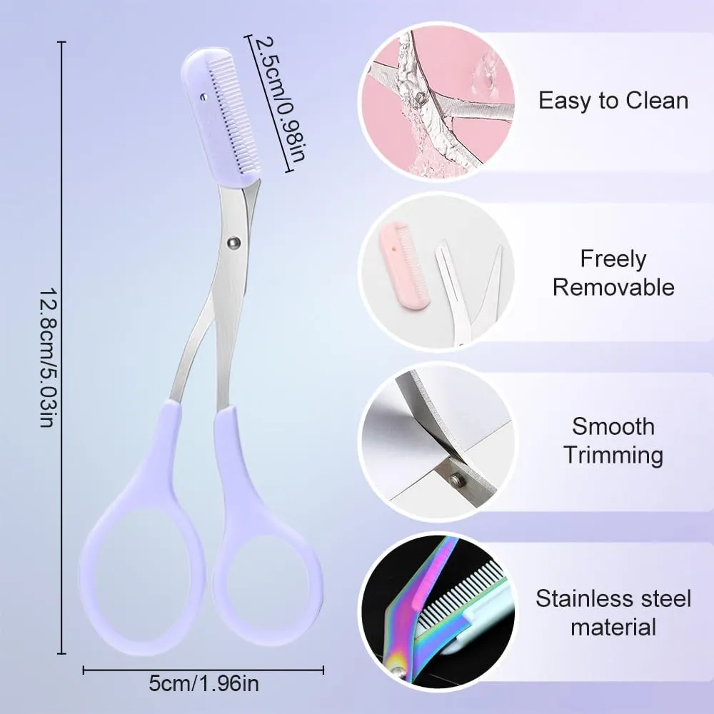 B-Black Non-Slip Eyebrow Razor and Scissors - Precision Trimming Tool for Men and Women - Black