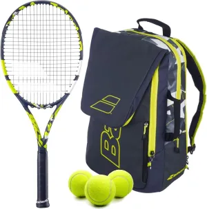 Babolat Boost Aero Strung Tennis Racquet, Yellow (Add an Optional Bag, Tennis Balls and Grips)