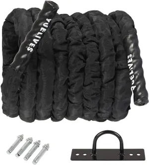 Battle Ropes with Anchor Kit, 1.5/2 Inch Full Body Workout Equipment, 100% Poly Dacron Heavy Battle Rope for Strength Training, Cardio, Crossfit, Exercise Rope(30Ft)