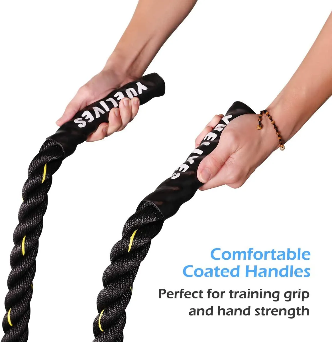 Battle Ropes with Anchor Kit, 1.5/2 Inch Full Body Workout Equipment, 100% Poly Dacron Heavy Battle Rope for Strength Training, Cardio, Crossfit, Exercise Rope(30Ft)