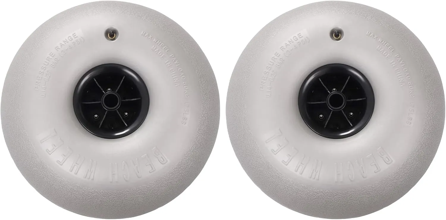 Beach Balloon Wheels, 2 Pack 16'' Replacement Balloon Sand Tires for Kayak Trolley, Canoe Dolly, Garden Cart, Sand Wagon - Single Max Capacity 176.36Lbs