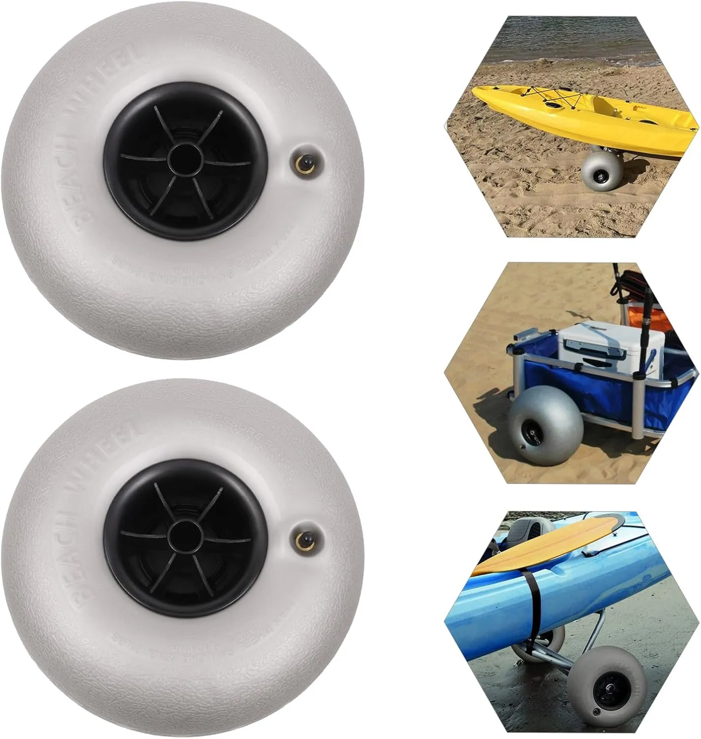 Beach Inflatable Wheels, 2-Pack Replacement Balloon Wheels for Beach Buggy, Kayak Trolley, Canoe Dolly, Rolling Walker, Garden Cart, Wheelchair, Sand Wagon