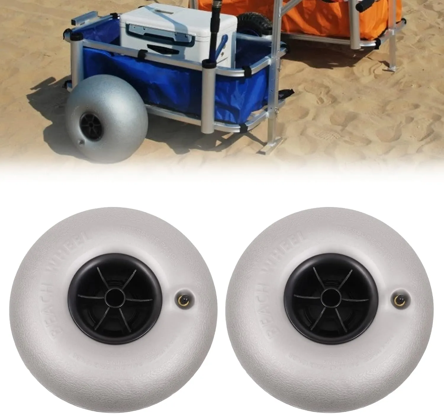 Beach Inflatable Wheels, 2-Pack Replacement Balloon Wheels for Beach Buggy, Kayak Trolley, Canoe Dolly, Rolling Walker, Garden Cart, Wheelchair, Sand Wagon