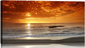 Beach Wall Art Sunset Pictures Canvas Seascape Theme Art Wall Pictures Coastal Landscape Paintings Modern Artwork Cloud Canvas Art For Bedroom Living Room Bathroom Home Office Decorations 20X40 Inches