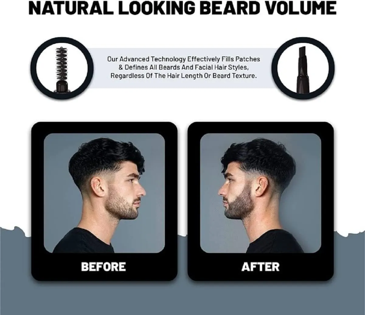 Beard Pencil Filler for Men (Black, Set of 4) - Instant Full Beard Pen Kit with Easy Liner and Waterproof Filling Pencil