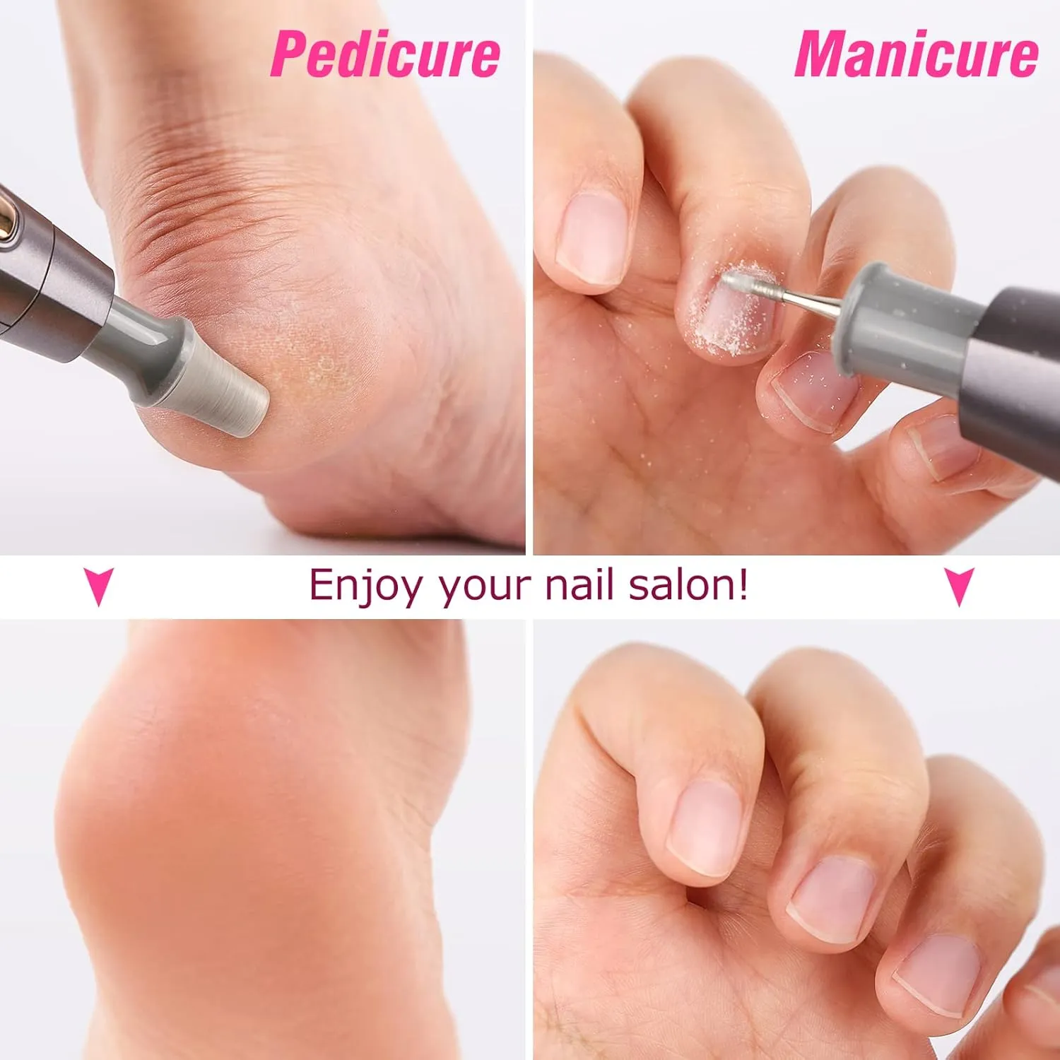 BEAUTURAL Professional Manicure and Pedicure Set Kit, Upgraded Electric Nail Drill Machine, 10-Piece Attachments Plus 20 Sanding Bands, Electric Nail File Set, Hand Foot & Nail Tools [Not Cordless]