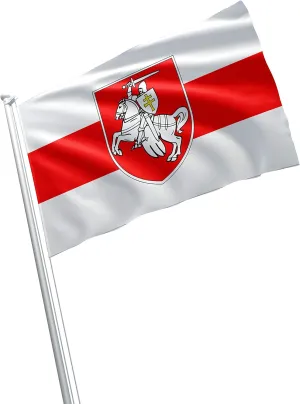 Belarus Minsk Knight Coat of Arms Pogonia Pogonya Pahonya Погоня Пагоня BNR BNF Opposition Historical 3x5 feet Flag Banner Vivid Color Double Stitched Brass Grommets