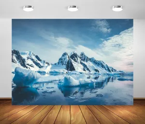 BELECO 6x4ft Fabric Winter Polar Iceberg Backdrop Arctic Scene Ocean Ice Snow Mountain Rocks Glacier Background Arctic Party Decorations Polar Sea Nature Scenery Photography Studio Props