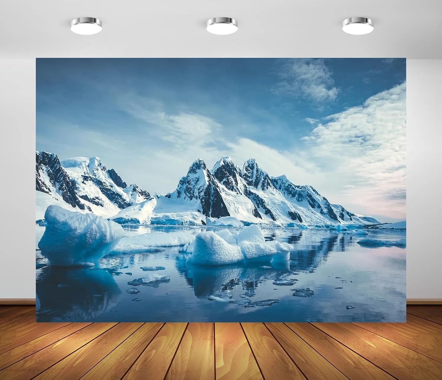 BELECO 6x4ft Fabric Winter Polar Iceberg Backdrop Arctic Scene Ocean Ice Snow Mountain Rocks Glacier Background Arctic Party Decorations Polar Sea Nature Scenery Photography Studio Props