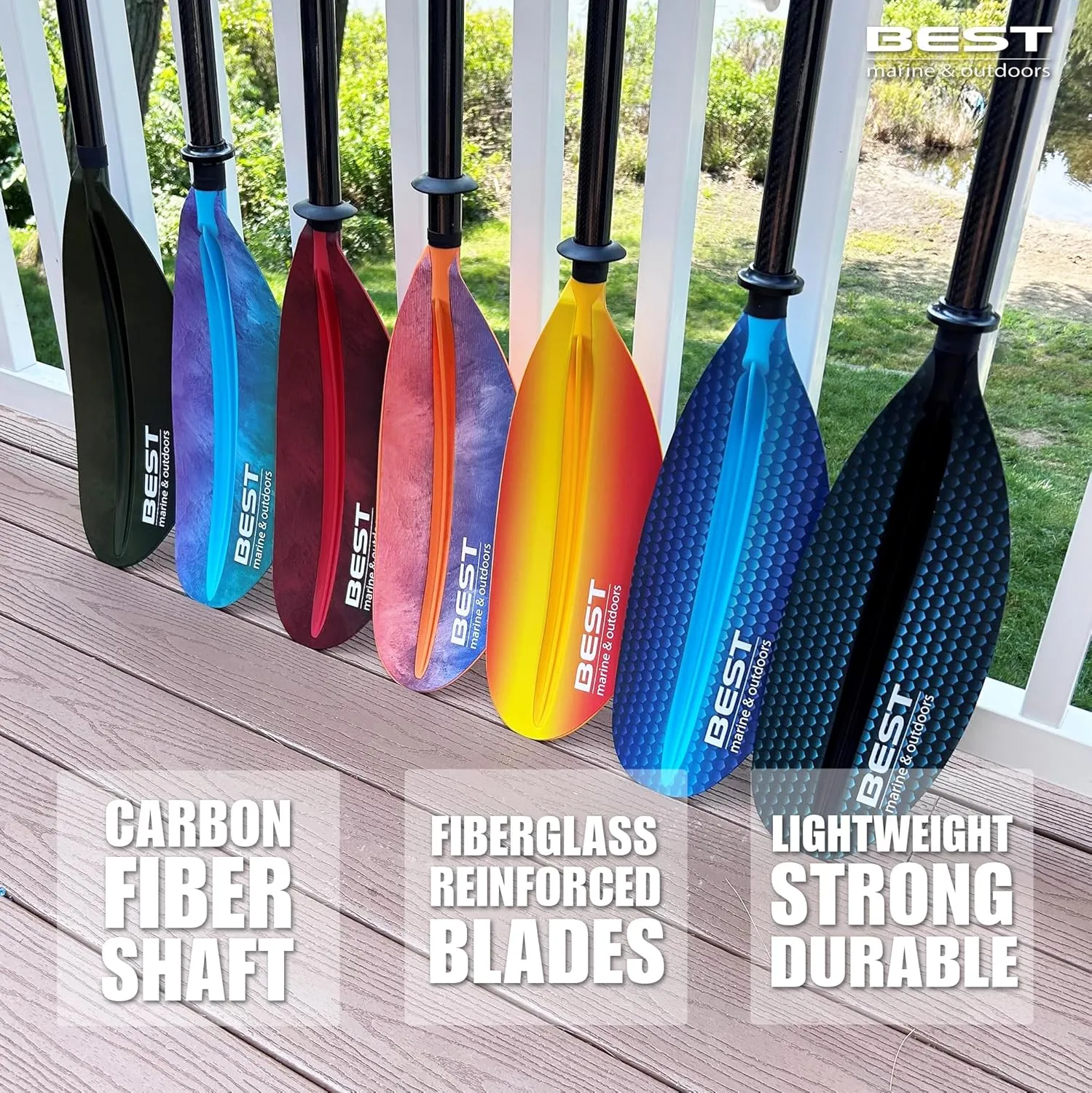 Best Marine and Outdoors Kayak Paddle, Carbon Fiber Shaft & Fiberglass Reinforced Polypropylene Blades, 220cm, 234cm, 250cm, Lightweight Kayak Paddles for Adults