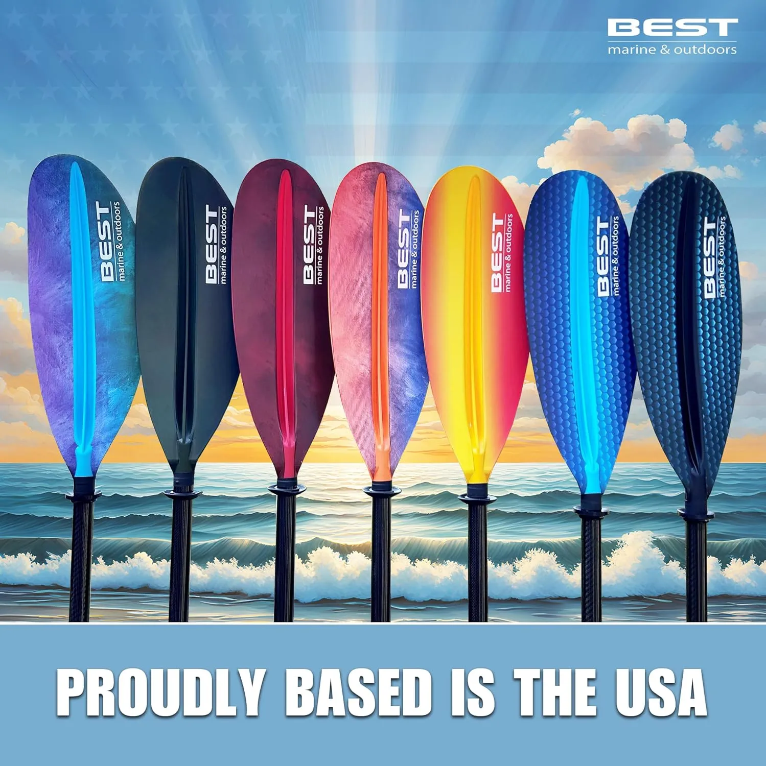 Best Marine and Outdoors Kayak Paddle, Carbon Fiber Shaft & Fiberglass Reinforced Polypropylene Blades, 220cm, 234cm, 250cm, Lightweight Kayak Paddles for Adults