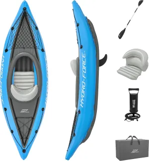 Bestway Hydro Force Inflatable Kayak Set | Includes Seat, Paddle, Hand Pump, Storage Carry Bag | Great for Adults, Kids and Families