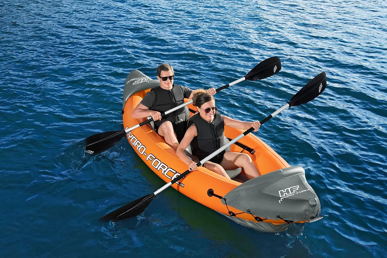 Bestway Hydro-Force Rapid Kayak | 2 Person Inflatable Kayak Set with Seats, Backrest, Paddles, Hand Pump and Carry Bag, Orange