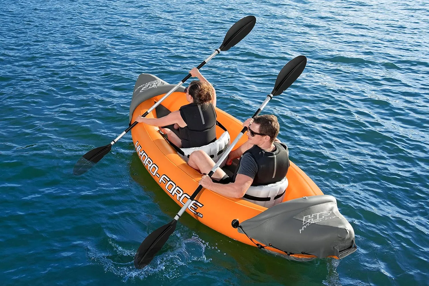 Bestway Hydro-Force Rapid Kayak | 2 Person Inflatable Kayak Set with Seats, Backrest, Paddles, Hand Pump and Carry Bag, Orange