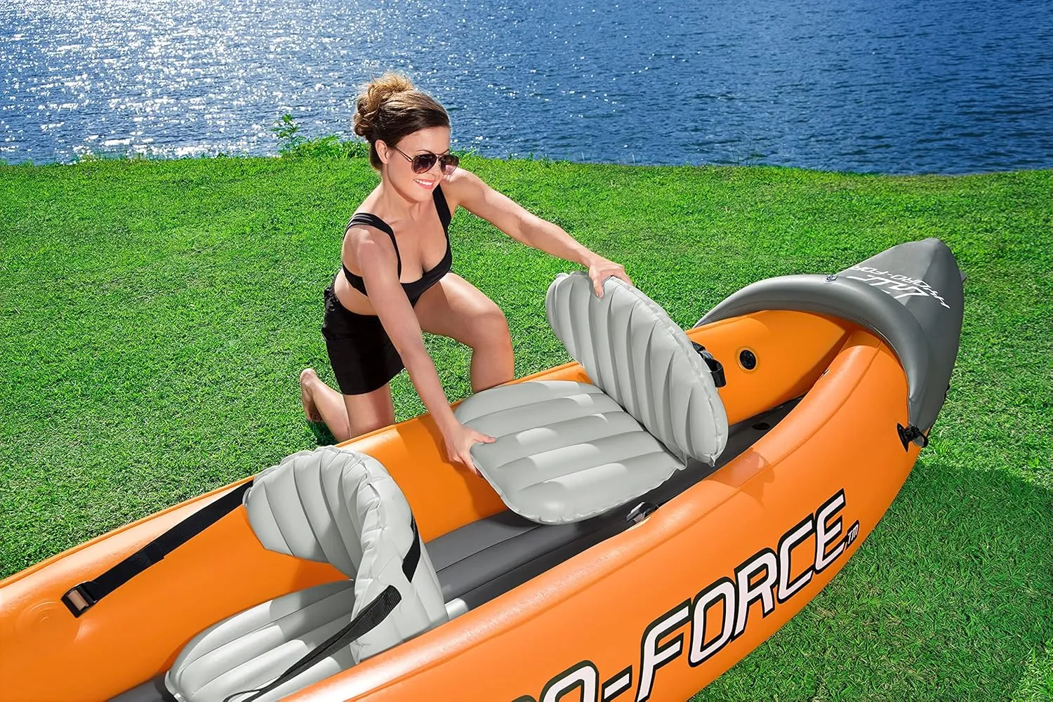 Bestway Hydro-Force Rapid Kayak | 2 Person Inflatable Kayak Set with Seats, Backrest, Paddles, Hand Pump and Carry Bag, Orange