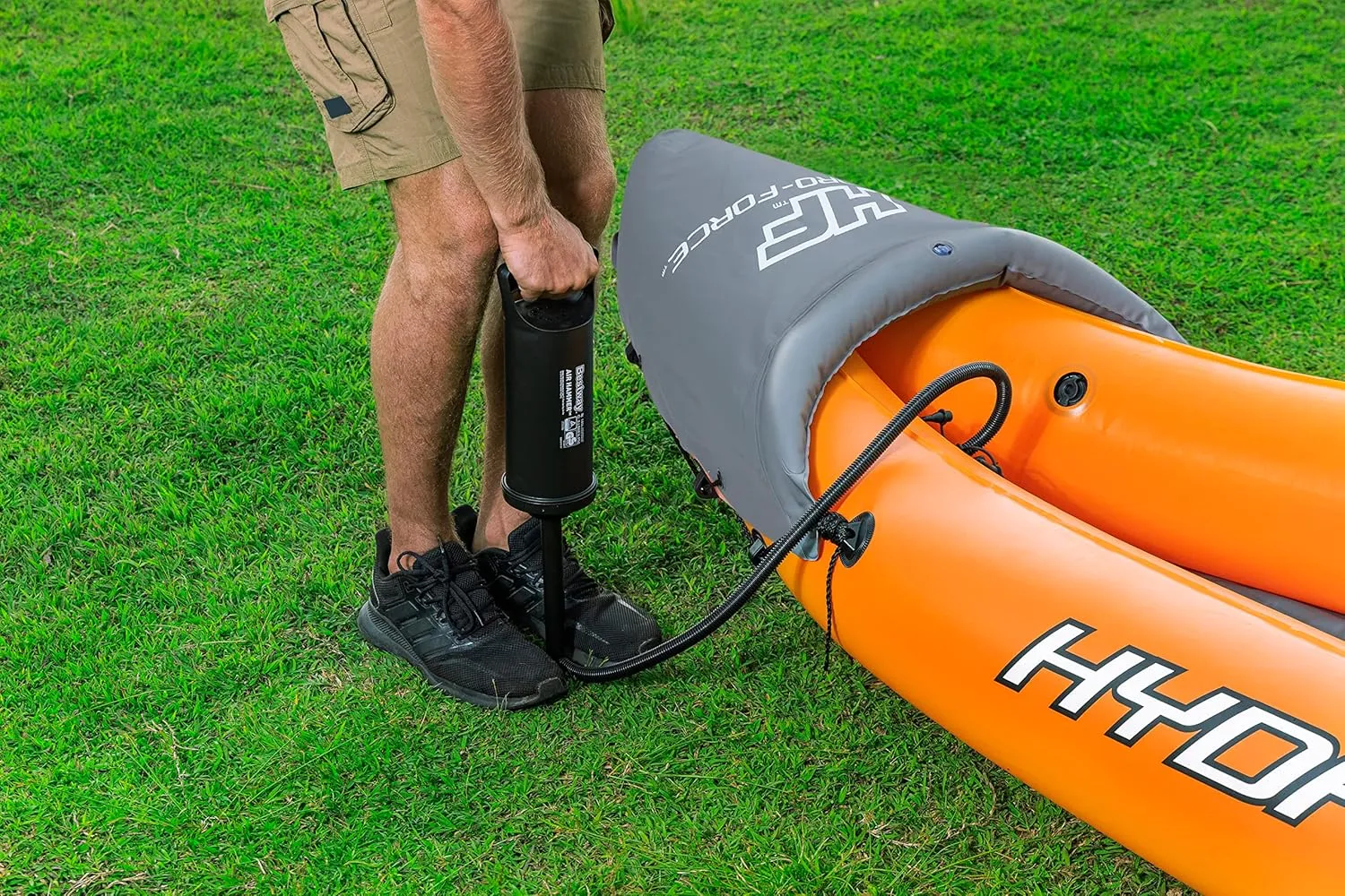 Bestway Hydro-Force Rapid Kayak | 2 Person Inflatable Kayak Set with Seats, Backrest, Paddles, Hand Pump and Carry Bag, Orange