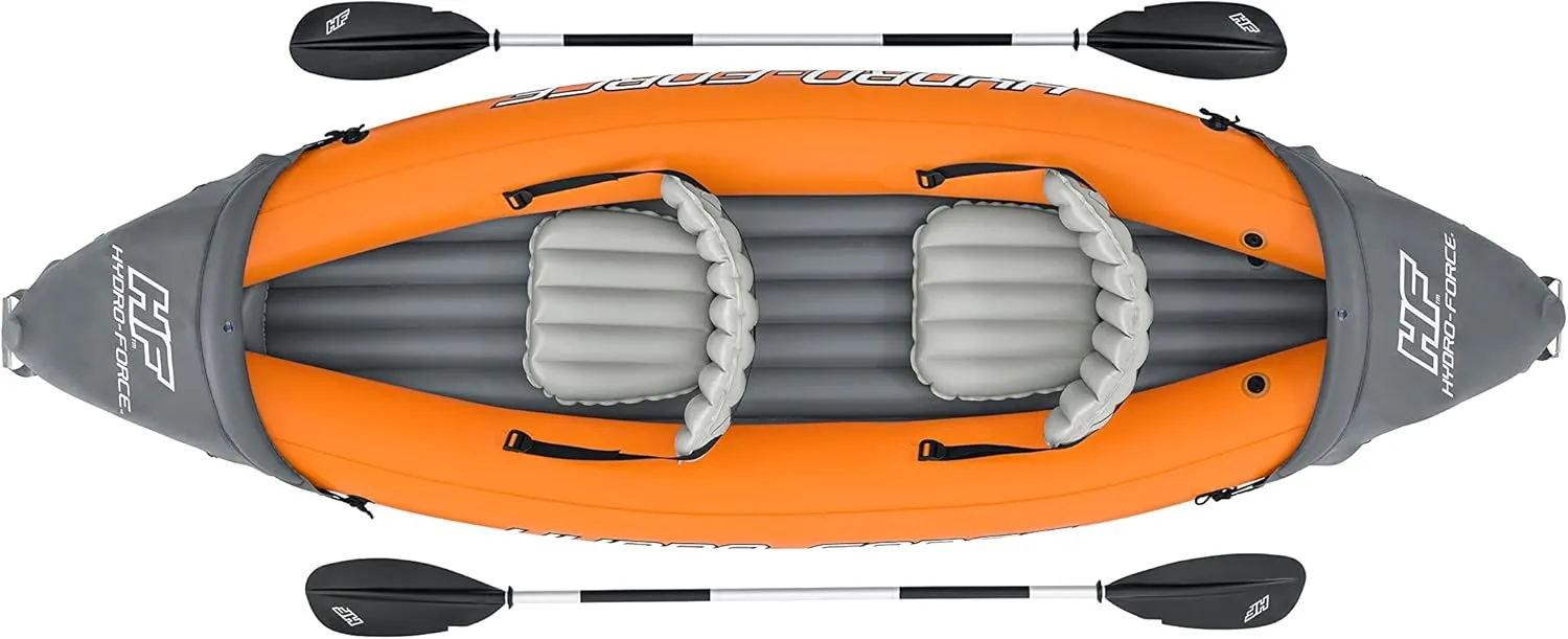 Bestway Hydro-Force Rapid Kayak | 2 Person Inflatable Kayak Set with Seats, Backrest, Paddles, Hand Pump and Carry Bag, Orange