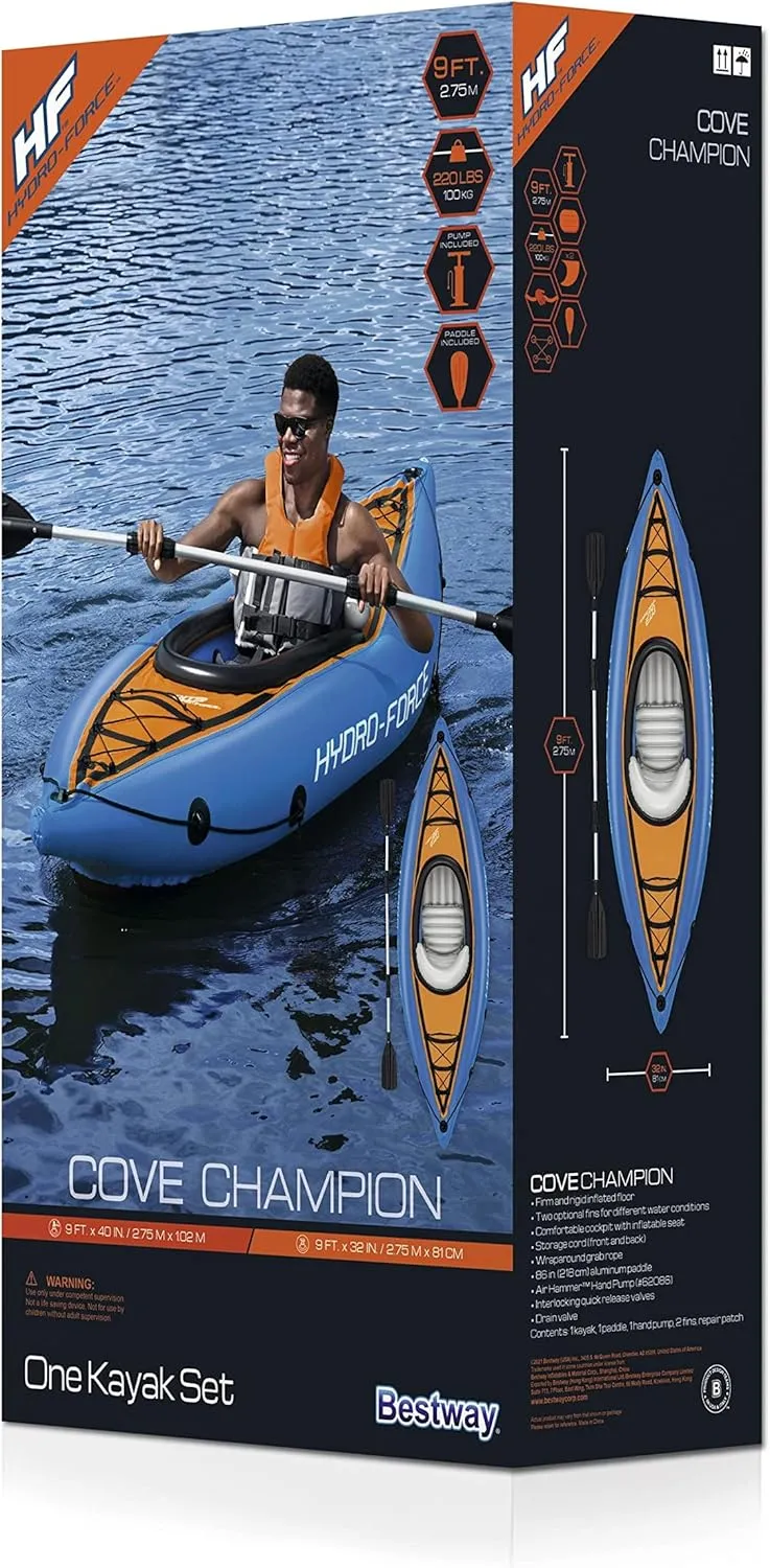 BestwayBestway Hydro-Force Cove Champion Inflatable Kayak for 1 Adult, Inflatable raft Set