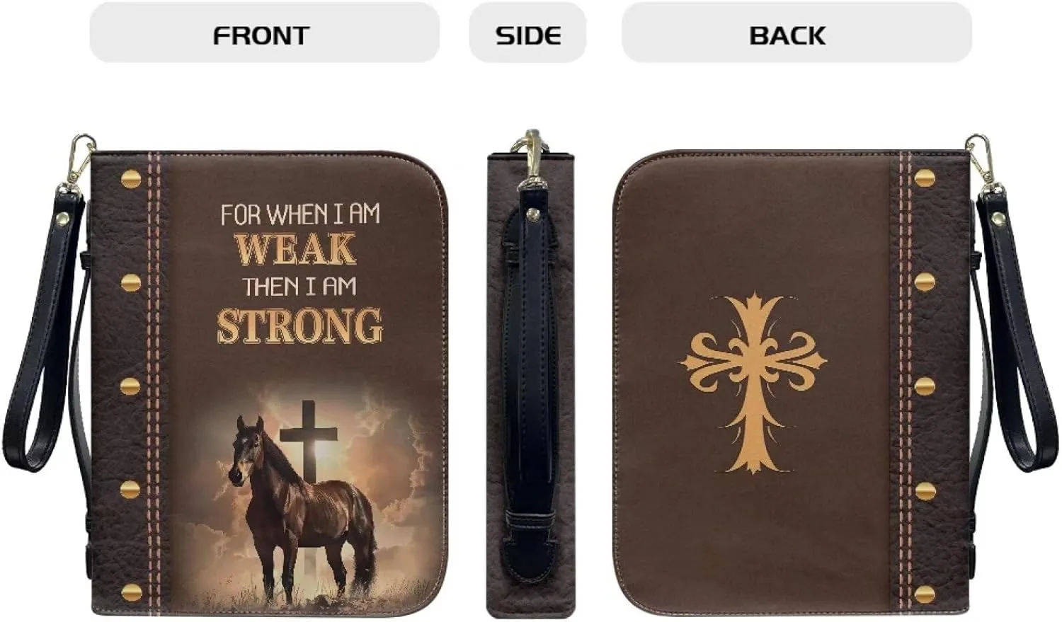 Bible Bag with Black Ribbon for Women Men Bible Cover Carry Case Waterproof Church Bag Portable Handle and Zipper