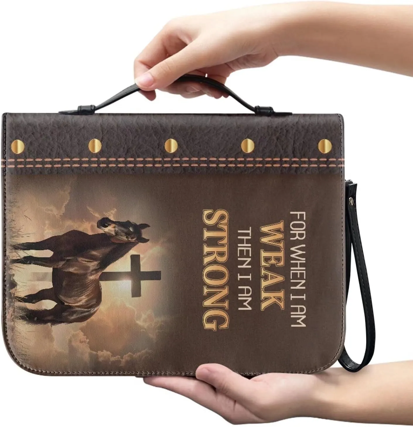 Bible Bag with Black Ribbon for Women Men Bible Cover Carry Case Waterproof Church Bag Portable Handle and Zipper
