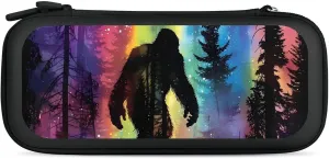 Bigfoot Colorful Psychedelic Forests Mist Hard Shell Travel Case with Rope 15 Game Card Pockets Compatible with Switch Protective