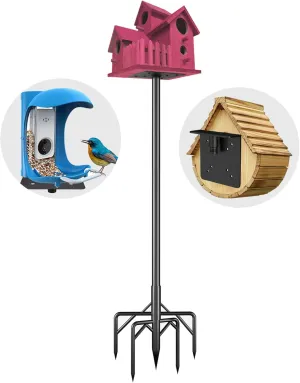 Bird Feeder Pole Kit, 79 Inch Birds House Pole for Outdoors Heavy Duty,5 Base Prongs Adjustable Bird Feeder Stand for House