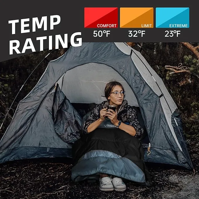 BISINNA 0 Degree Winter Sleeping Bags(480GSM) for Adults-Cold Weather Camping Sleeping Bag-Comfortable Warm Portable Sleeping Bags with Pillow Compression Sack for Backpacking Hiking Outdoor