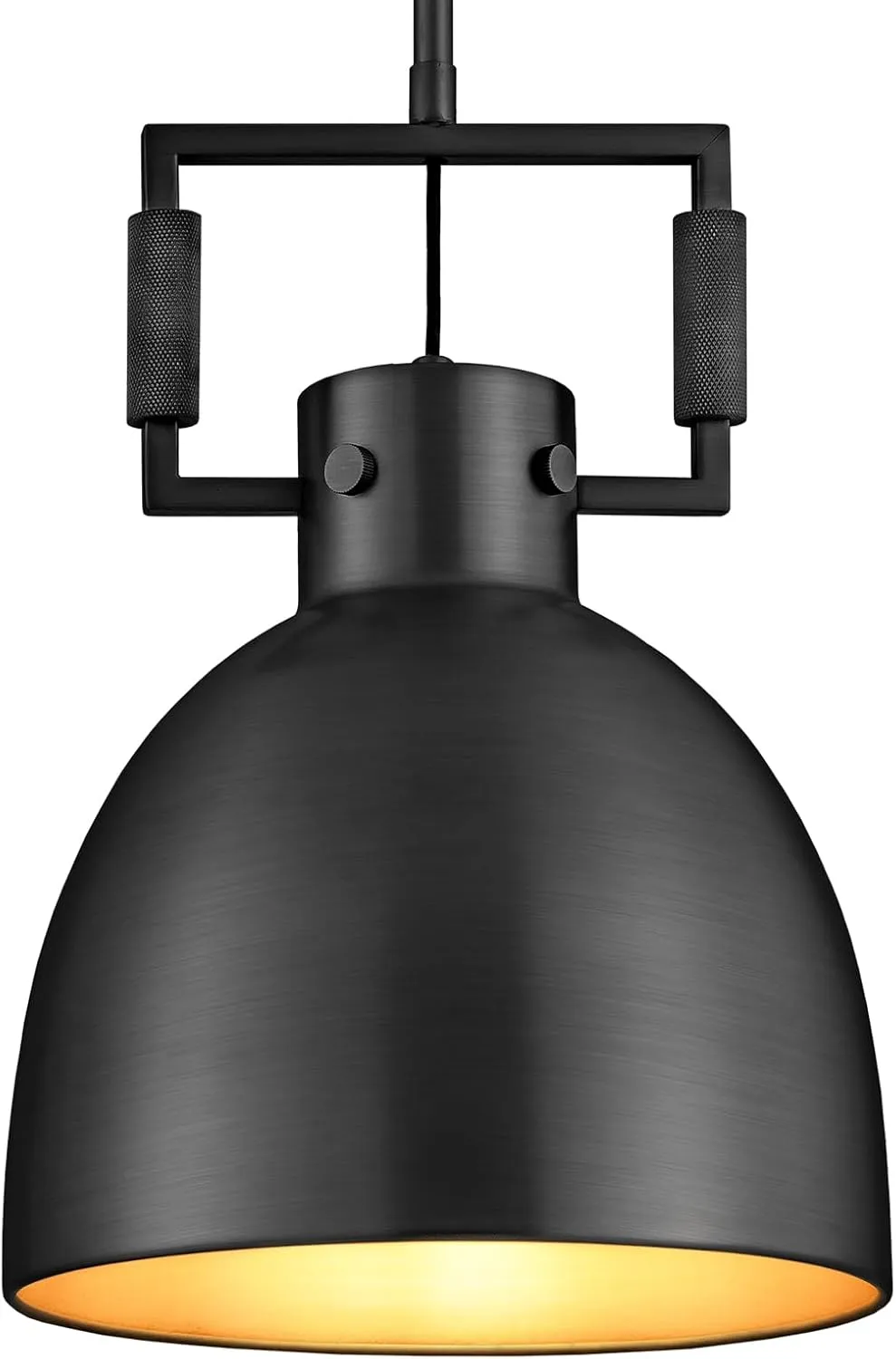 Black Pendant Lights Kitchen Island, 10" Industrial Pendant Light Fixtures Vintage Brass Farmhouse Pendant Lights Dome Shade for Kitchen Dining Room Hallway Restaurant