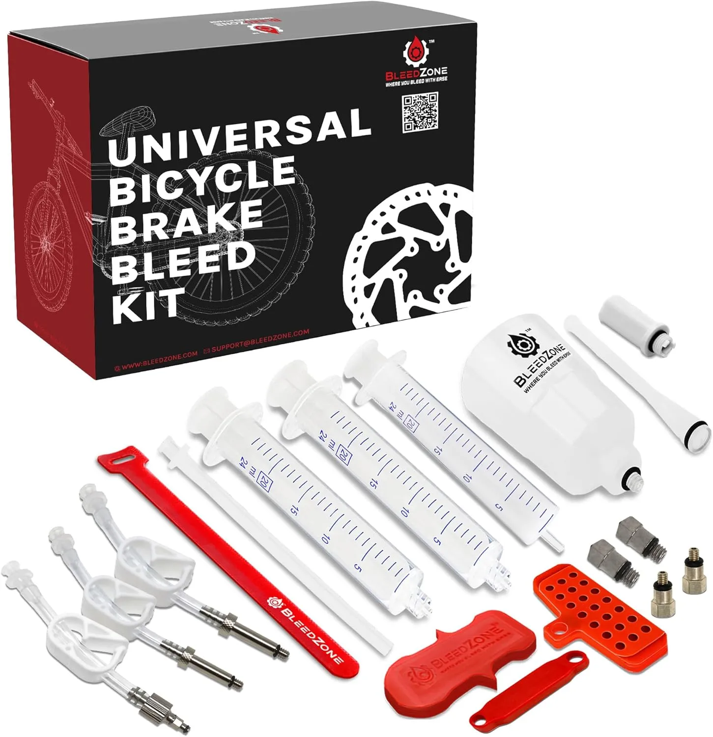 BleedZone Universal Brake Bleed Kit - Hydraulic Brake Bleeding Kit Compatible with Shimano, Tektro, Magura, SRAM, Zoom - Complete Bike Brake Bleeder Kit for MTB, Road, and All Bicycle Types