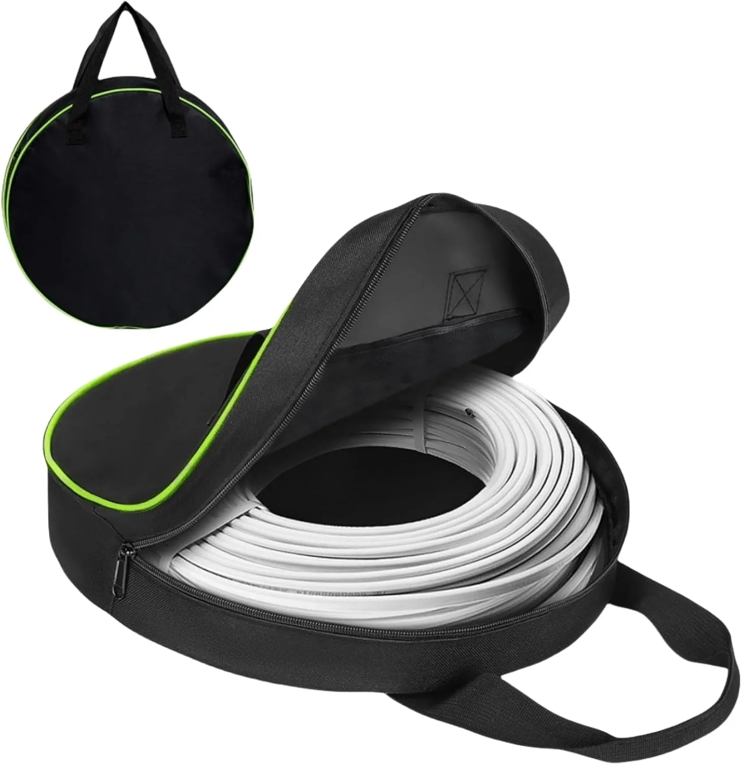 BLIRITEL Round Cable Bag, Waterproof Jumper Cable Organizer Storage Bag, Perfect for Jumper Cables,RV Sewer Pipe,EV Charging Cord Storage,Extensions and Garden Hoses,Camper Accessories (Black/Green)