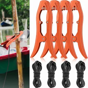 Blulu 4 Set Kayak Anchor Grip Canoe Anchor Fishing Gripper with 16.5ft Paracord Stainless Steel Boat Brush with Teeth, for Canoe Fishing Boating Camping