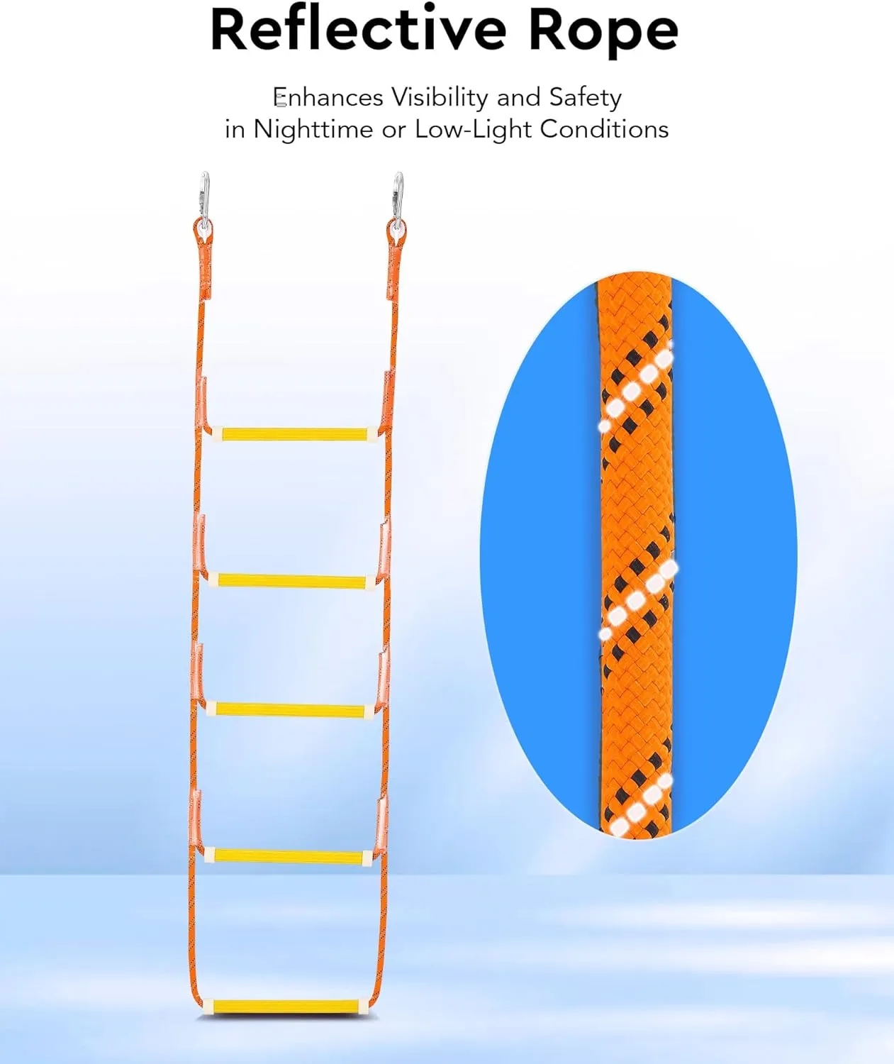 Boat Rope Ladder, 5 Step - Heavy-Duty Polyester with 400Lbs Max Load, 14mm Reinforced Line & Sturdy Resin Steps - Perfect for Inflatables, Kayaks, Motorboats & Canoeing-Outdoor Water Sports Accessory