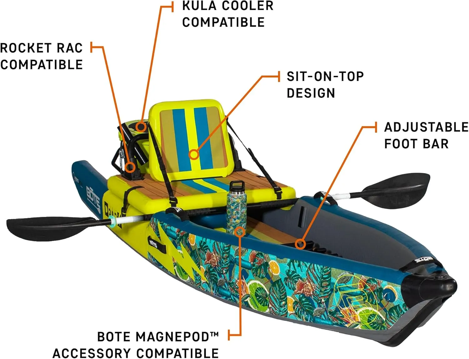 BOTE Deus Aero Inflatable MagnePod Compatible Kayak for Adults Kids Includes Travel Bag 1 Person Single Rider Blow Up Kayaking for Recreational Fishing Hunting Leisure Multiple Color Options