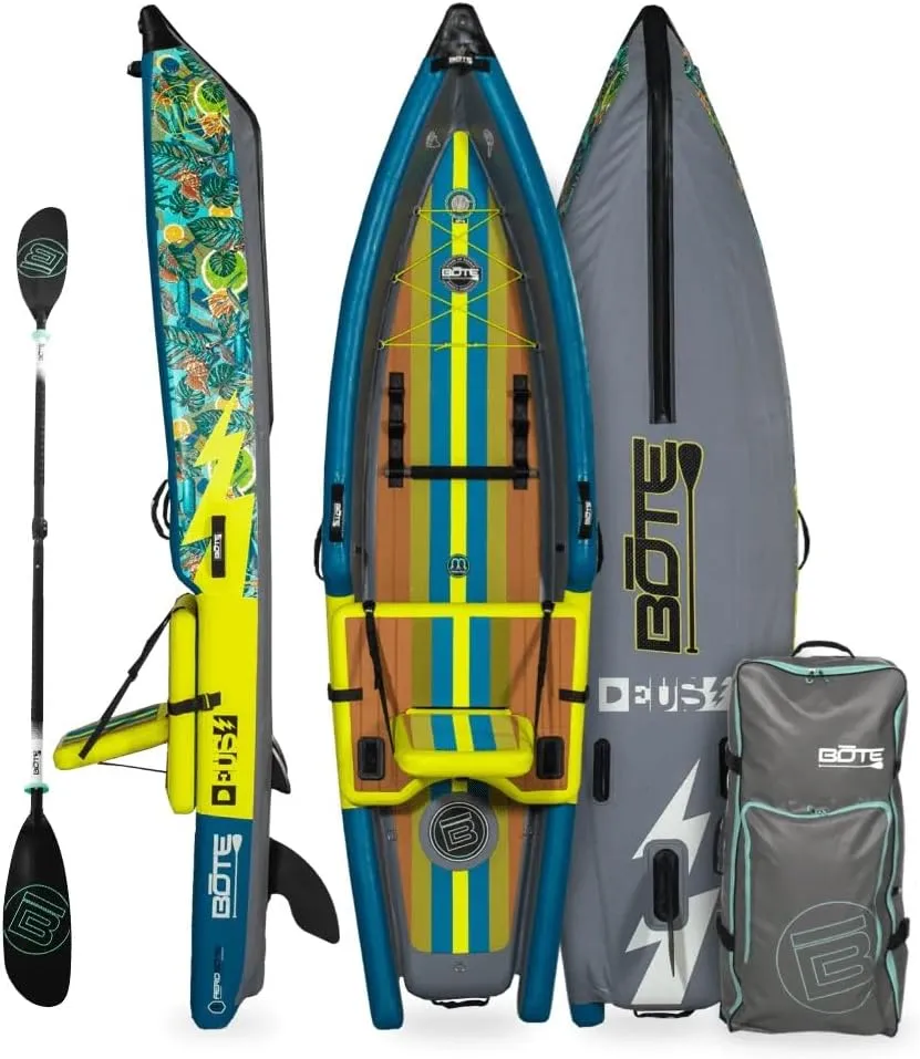 BOTE Deus Aero Inflatable MagnePod Compatible Kayak for Adults Kids Includes Travel Bag 1 Person Single Rider Blow Up Kayaking for Recreational Fishing Hunting Leisure Multiple Color Options
