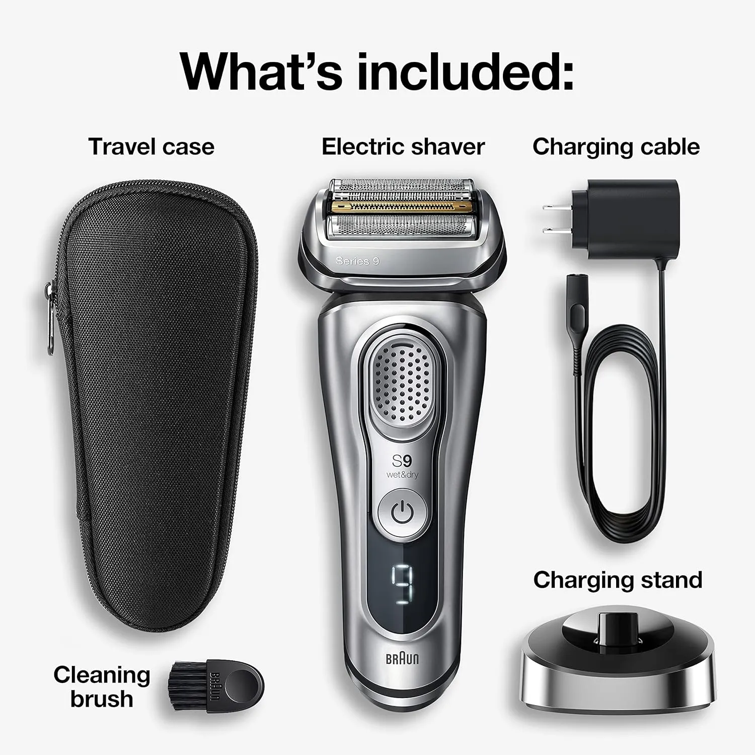 Braun Electric Razor for Men Pop-Up Precision Beard Trimmer, Rechargeable, Wet & Dry Foil Shaver with Travel Case, Silver, 5 Piece Set