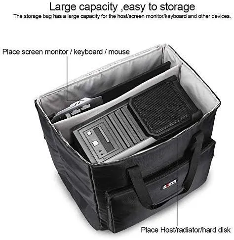 Buwico Desktop PC Computer Travel Storage Carrying Case Bag for Computer Main Processor Case, Monitor, Keyboard and Accessories