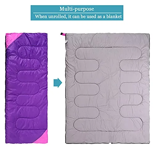 Camping Sleeping Bag w/ Compact Bag for Adults,Cold & Warm Weather