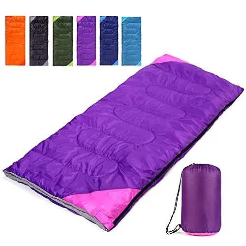 Camping Sleeping Bag w/ Compact Bag for Adults,Cold & Warm Weather