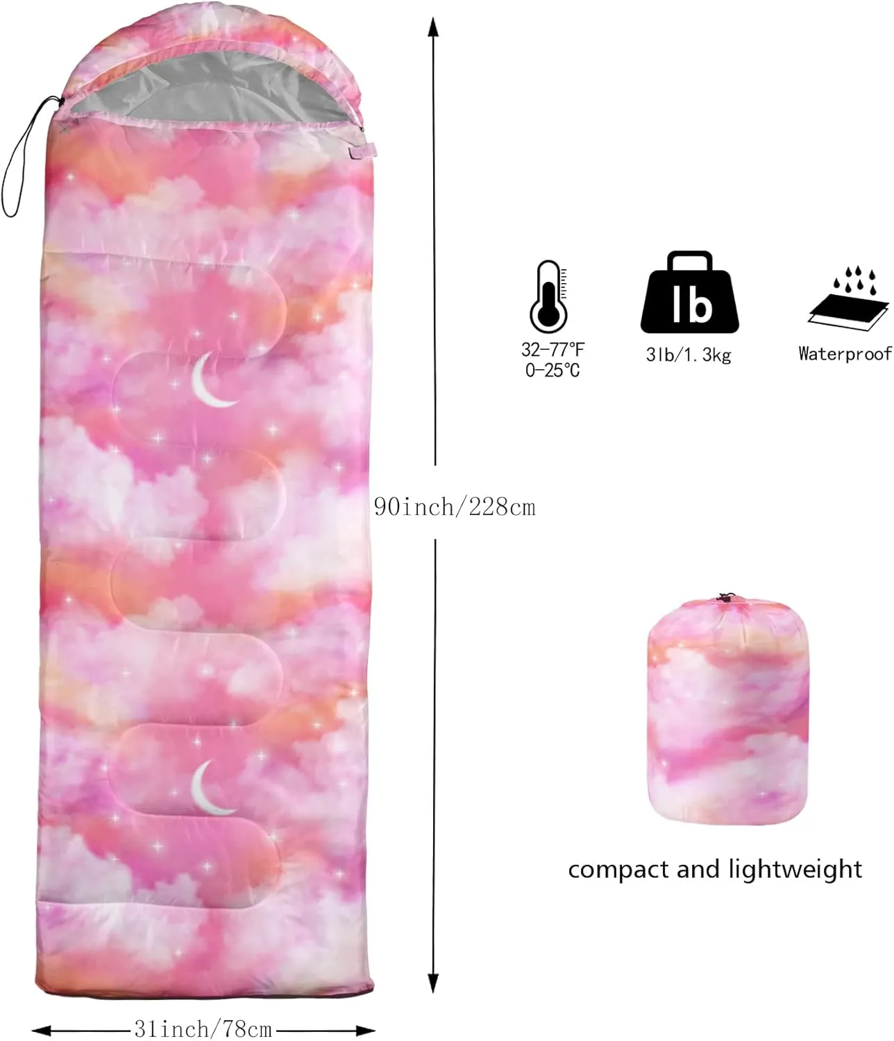 Camping Sleeping Bags,3 Season Warm & Cool Weather,Lightweight,Waterproof Sleeping Bags for Adults & Kids,Traveling,and Outdoors,Camping Gear Equipment