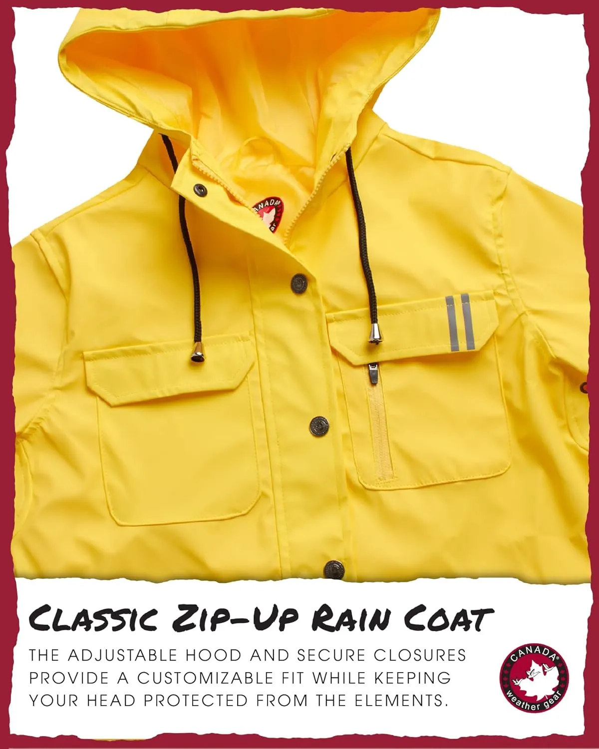 CANADA WEATHER GEAR Womens Rain Jacket - Weather Resistant Lightweight Trench Coat with Adjustable Hood (Sizes: S-XXL)